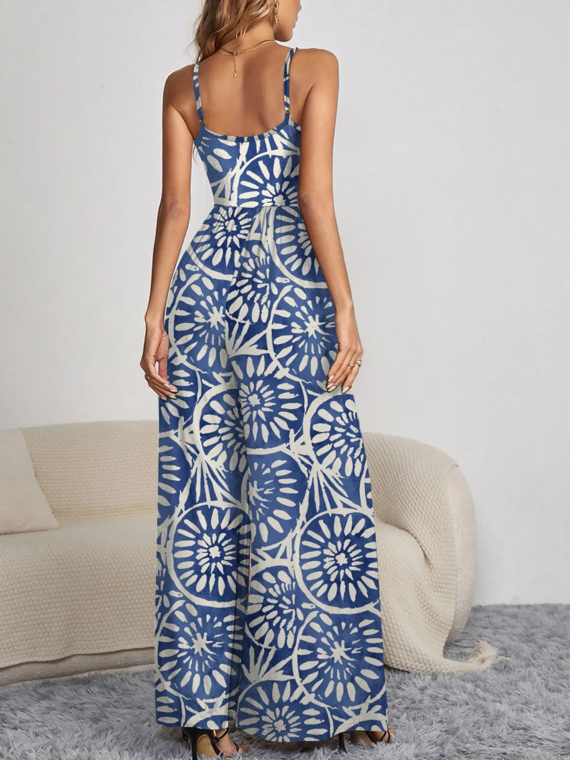 🌸 Decorative Button Spaghetti Strap Wide Leg Jumpsuit 🌸