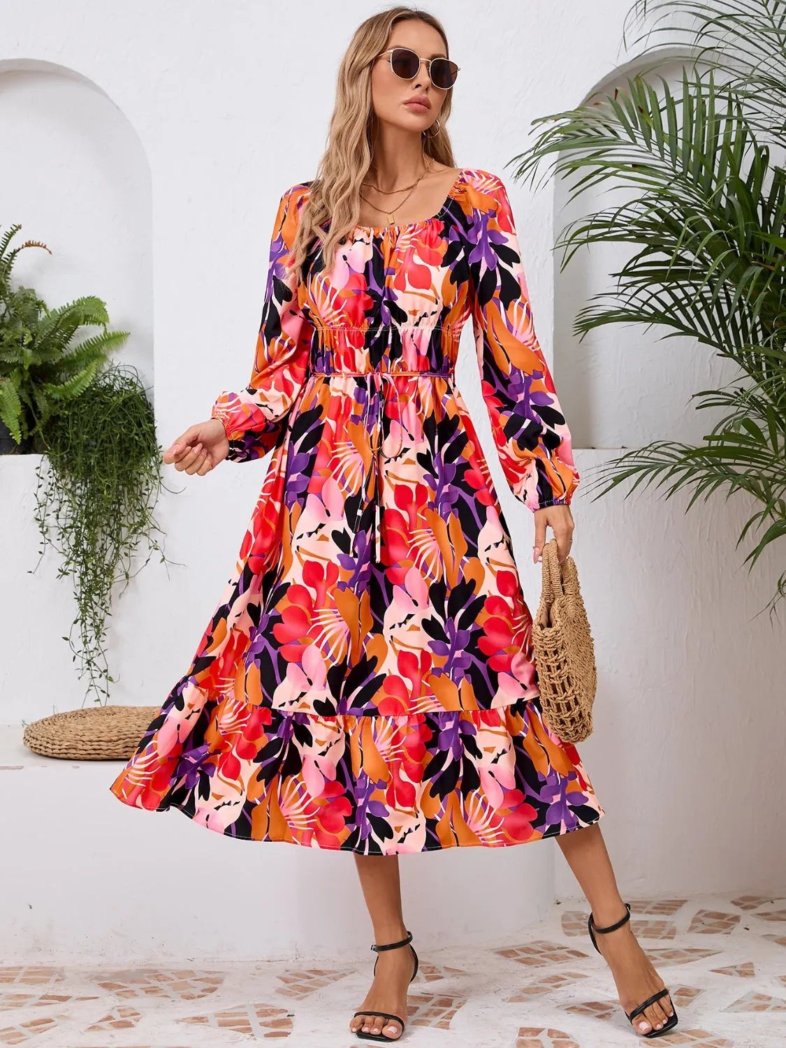 🌼 Printed Long Sleeve Midi Dress 🌼