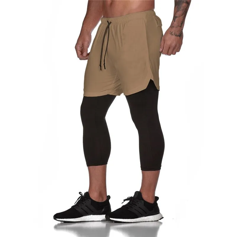 2 In 1 Quick Dry Jogging Gym Men's Workout Shorts