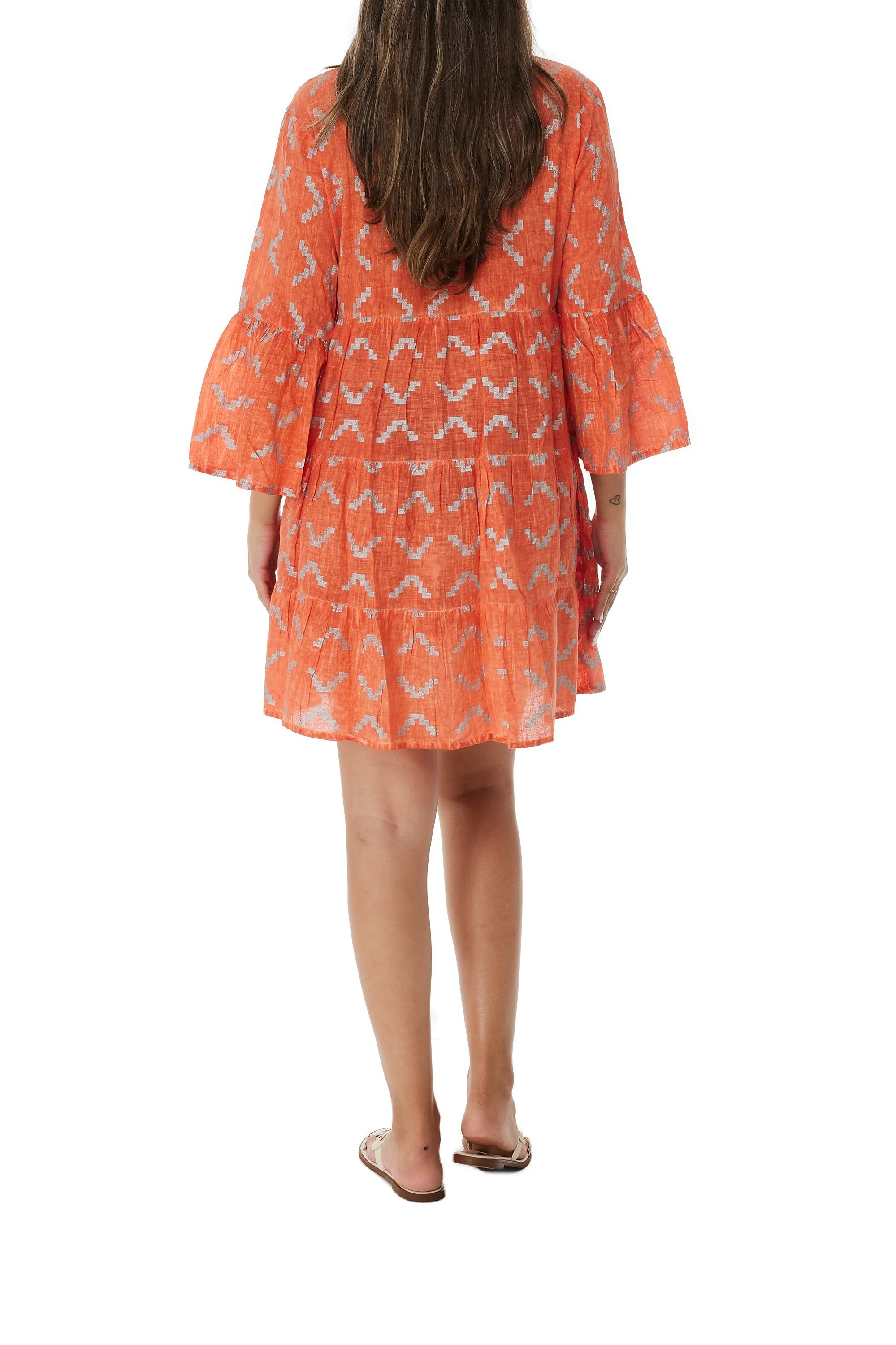 2462 Coral Cotton Shirt Dress