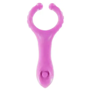 4-inch Toyjoy Silicone Pink Vibrating Cock Ring with Clit Stim