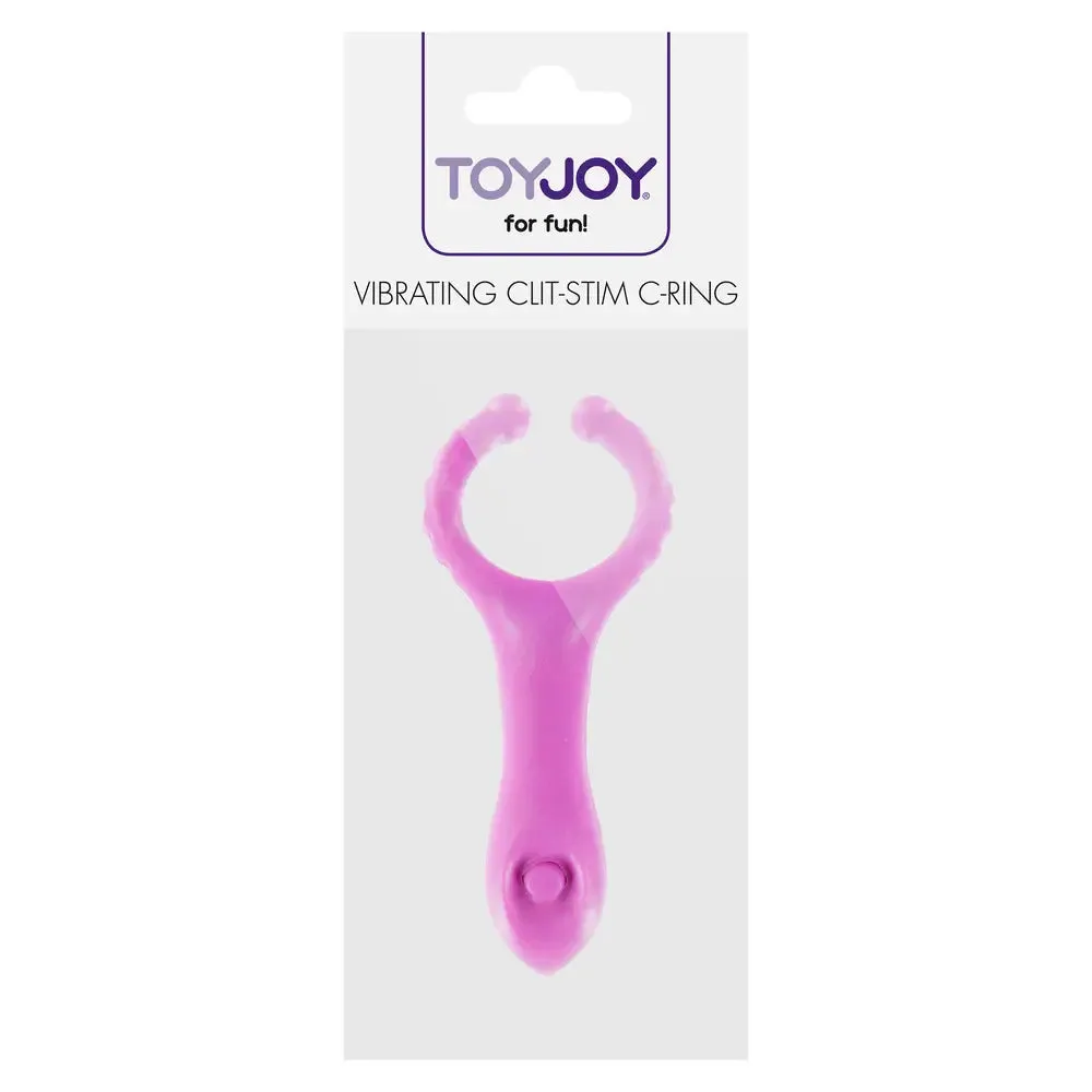 4-inch Toyjoy Silicone Pink Vibrating Cock Ring with Clit Stim