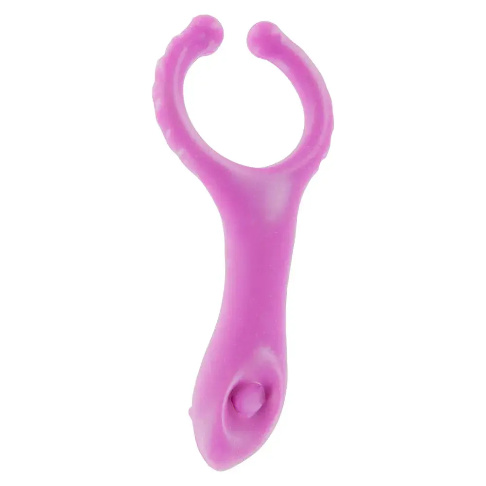 4-inch Toyjoy Silicone Pink Vibrating Cock Ring with Clit Stim