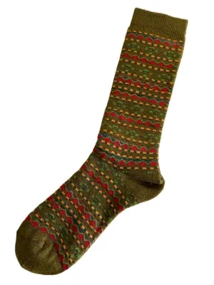 Alpaca Socks in Tribal Stripe Sage - Large