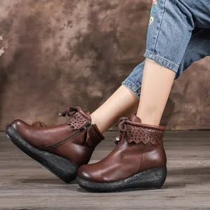 Autumn Winter Thick Leather Warm Comfortable Cotton Women's boots