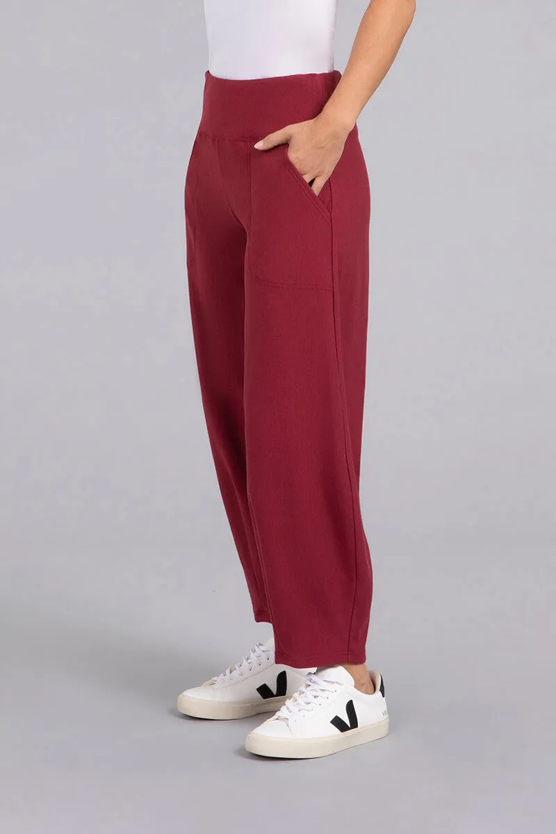 Bamboo Fleece Narrow Lantern Pant | Cherry