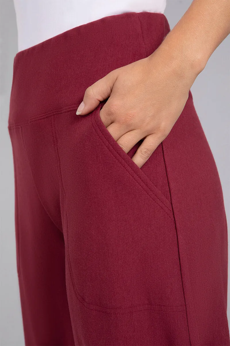 Bamboo Fleece Narrow Lantern Pant | Cherry