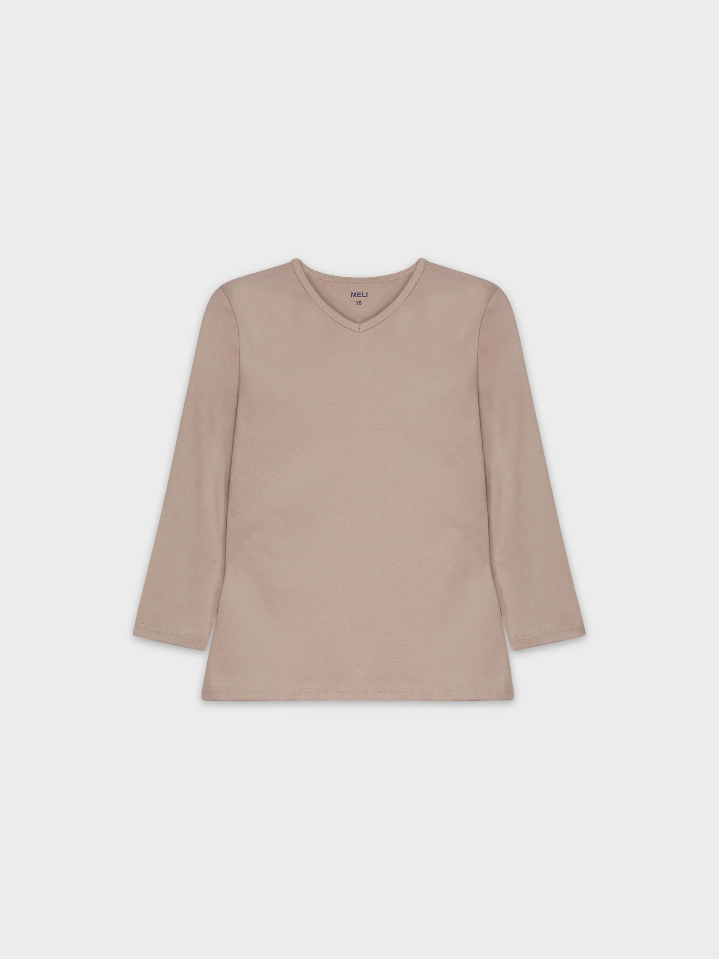 BASIC HIGH V TEE 3Q-DUSTY MAUVE