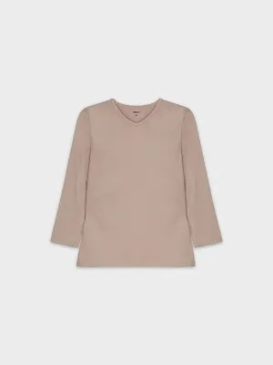 BASIC HIGH V TEE 3Q-DUSTY MAUVE