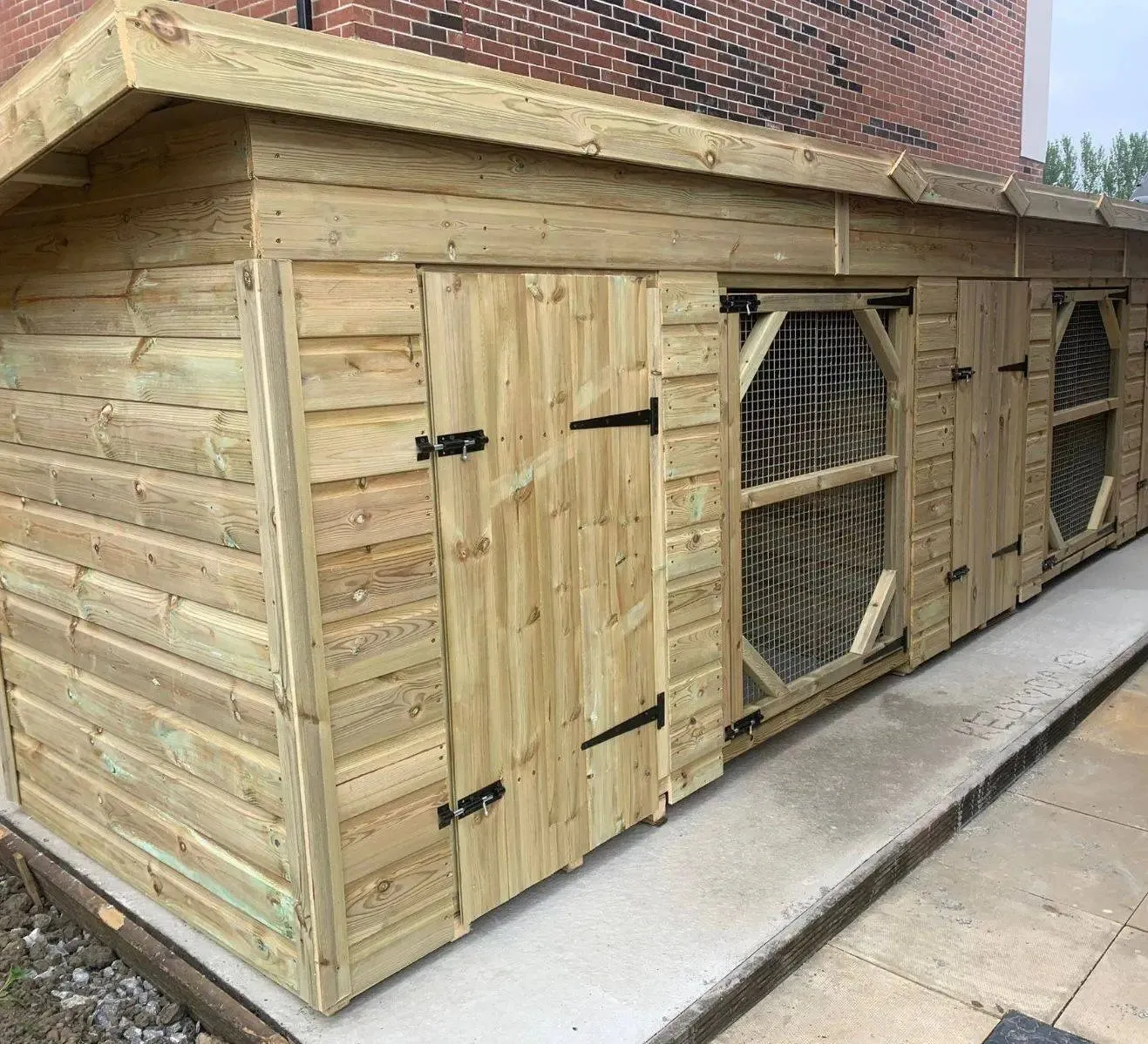 Benchmark Dog Kennel with Pent Roof - Duo 14 x 7ft, Classic Wood Range