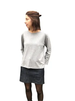 Boxy Fit LS Organic Cotton/ Bamboo T-Shirt in Grey