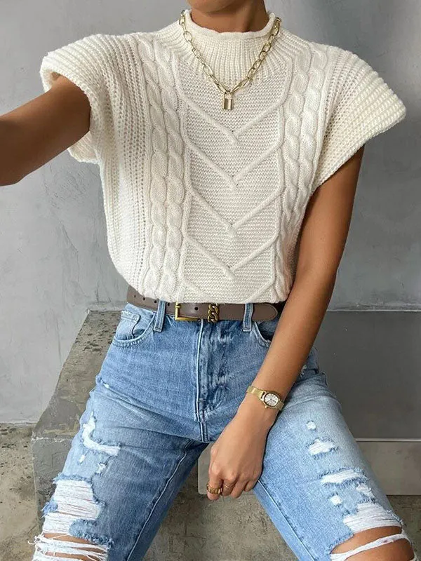 Cap Sleeve Cable Knit Sweater