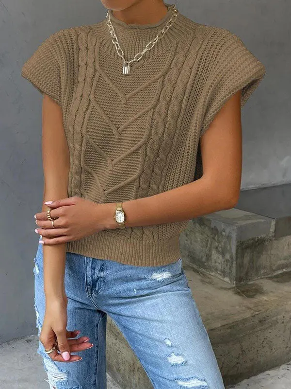 Cap Sleeve Cable Knit Sweater