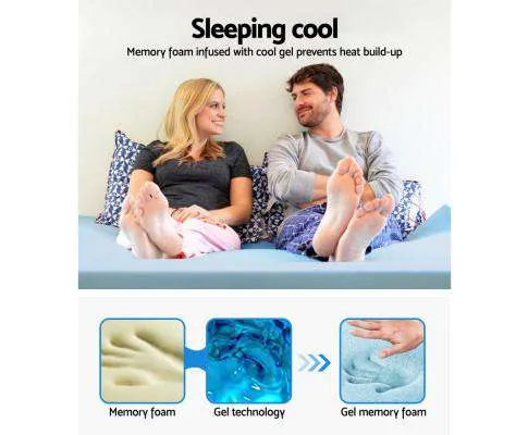 Cool Gel Memory Foam Mattress Topper Bamboo Cover 5CM