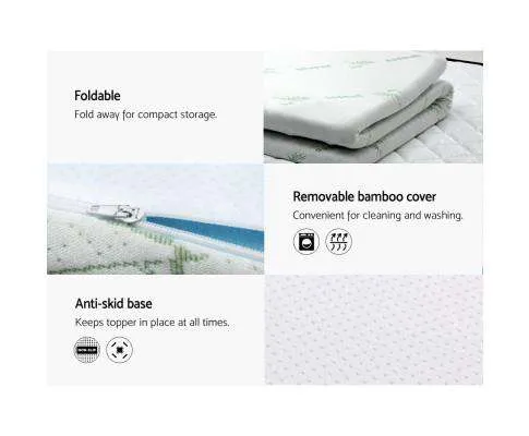 Cool Gel Memory Foam Mattress Topper Bamboo Cover 5CM