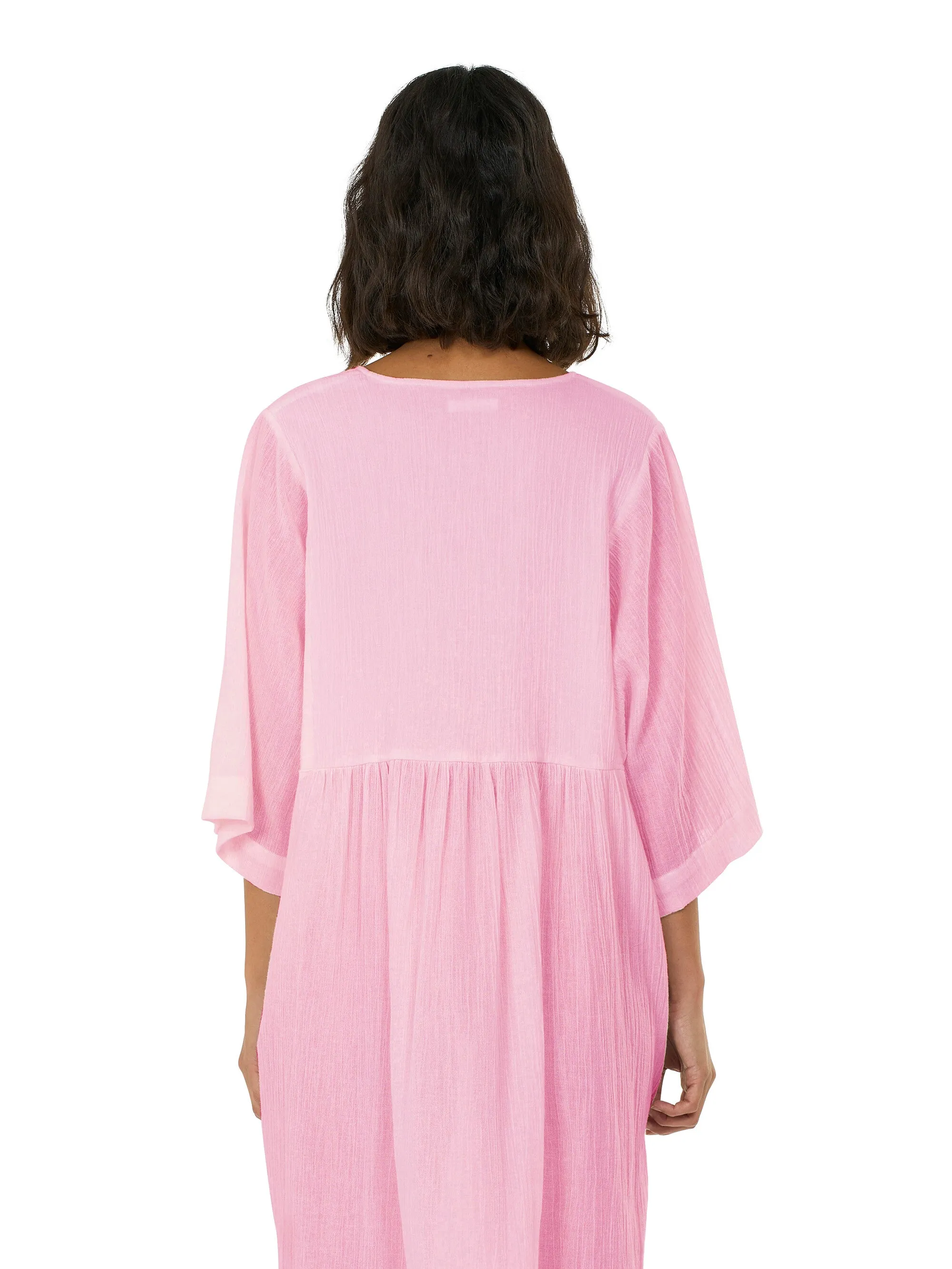 Cotton crepe A-shape dress - Parfait Pink