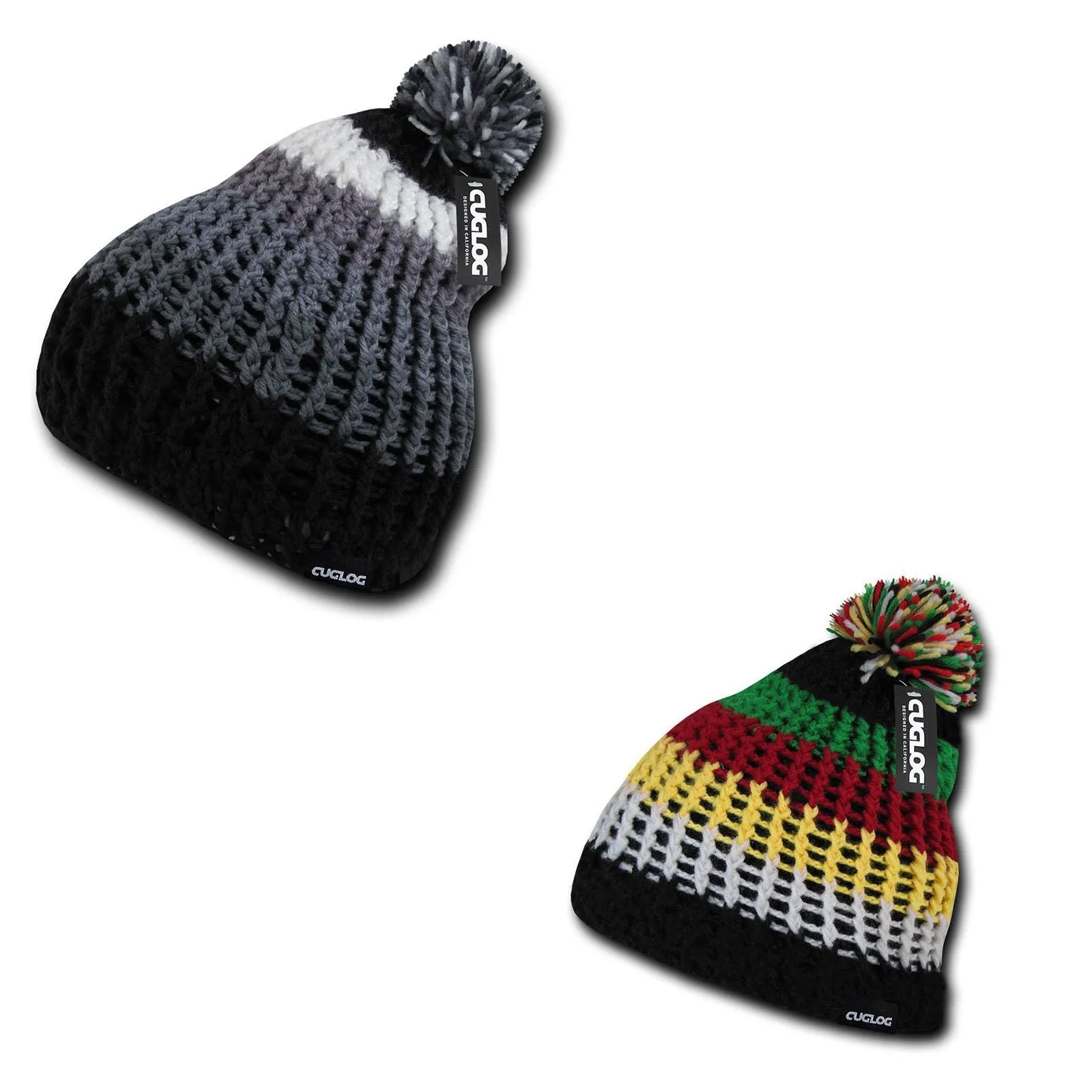 Cuglog Matterhorn Rugged Beanies Pom Style Thick Knit Winter Cuffed Caps Hats