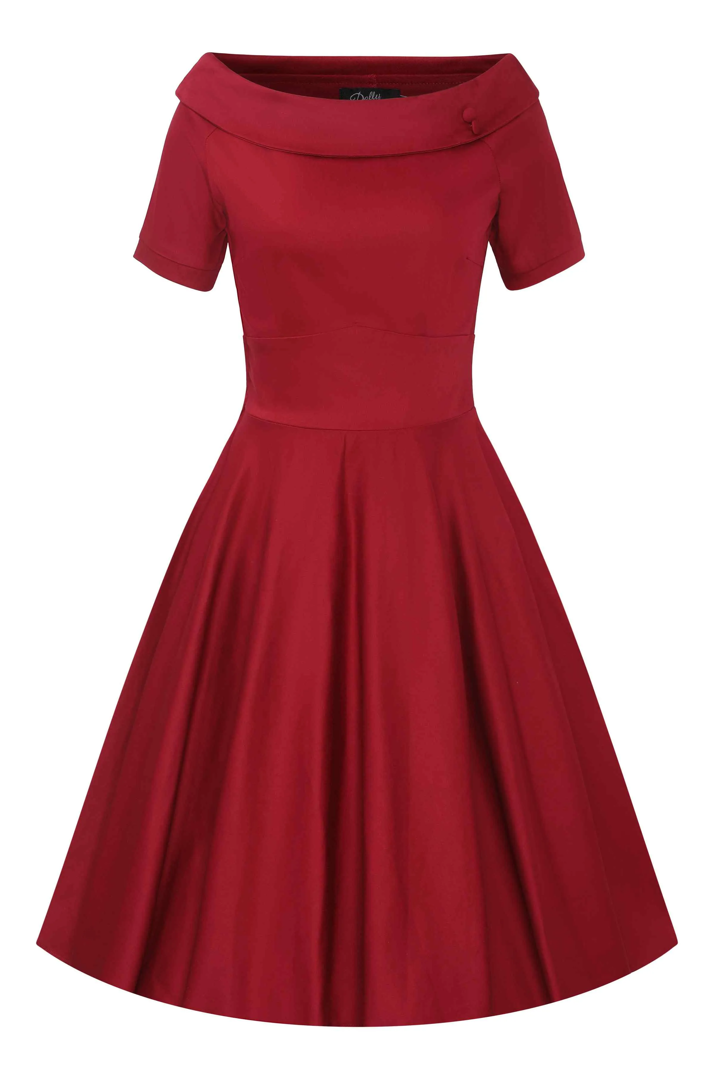 Darlene Burgundy Roll Collar Circle Dress