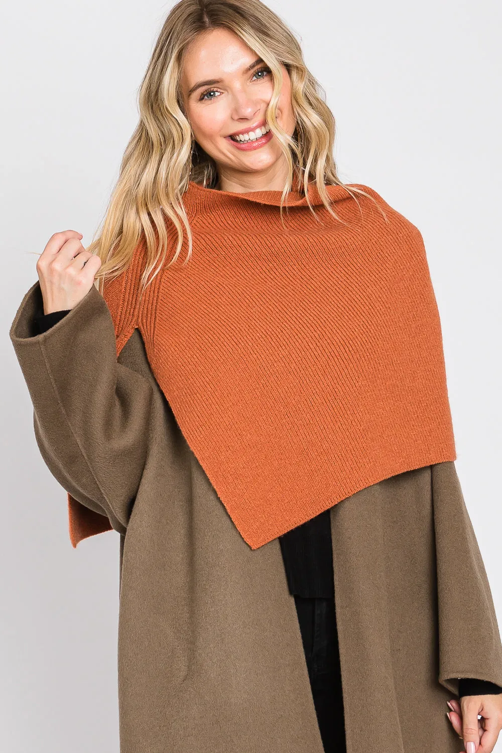 Elegant Turtle Neck Poncho