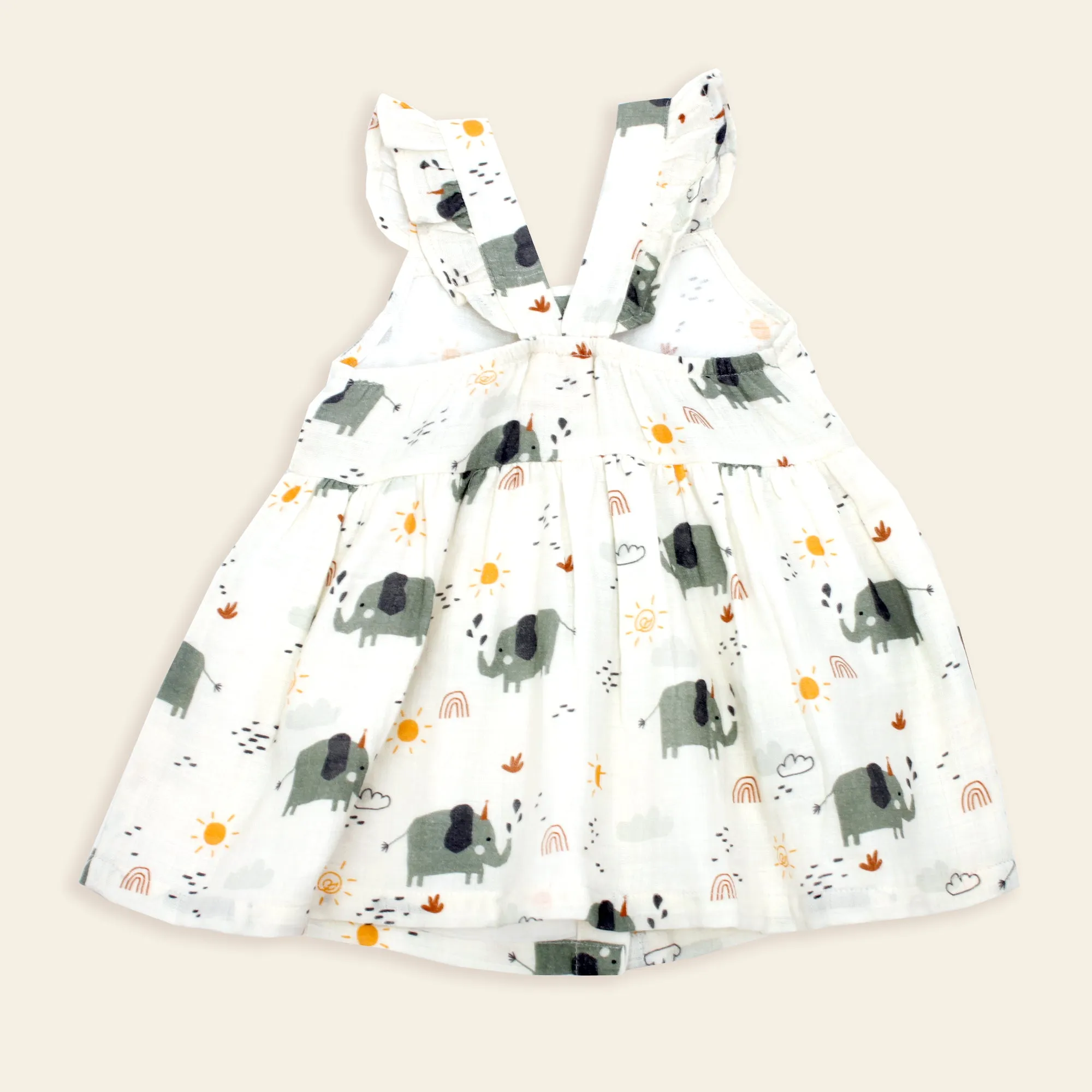 Elephant Button Front Dress  Bloomer SET (Organic Cotton)