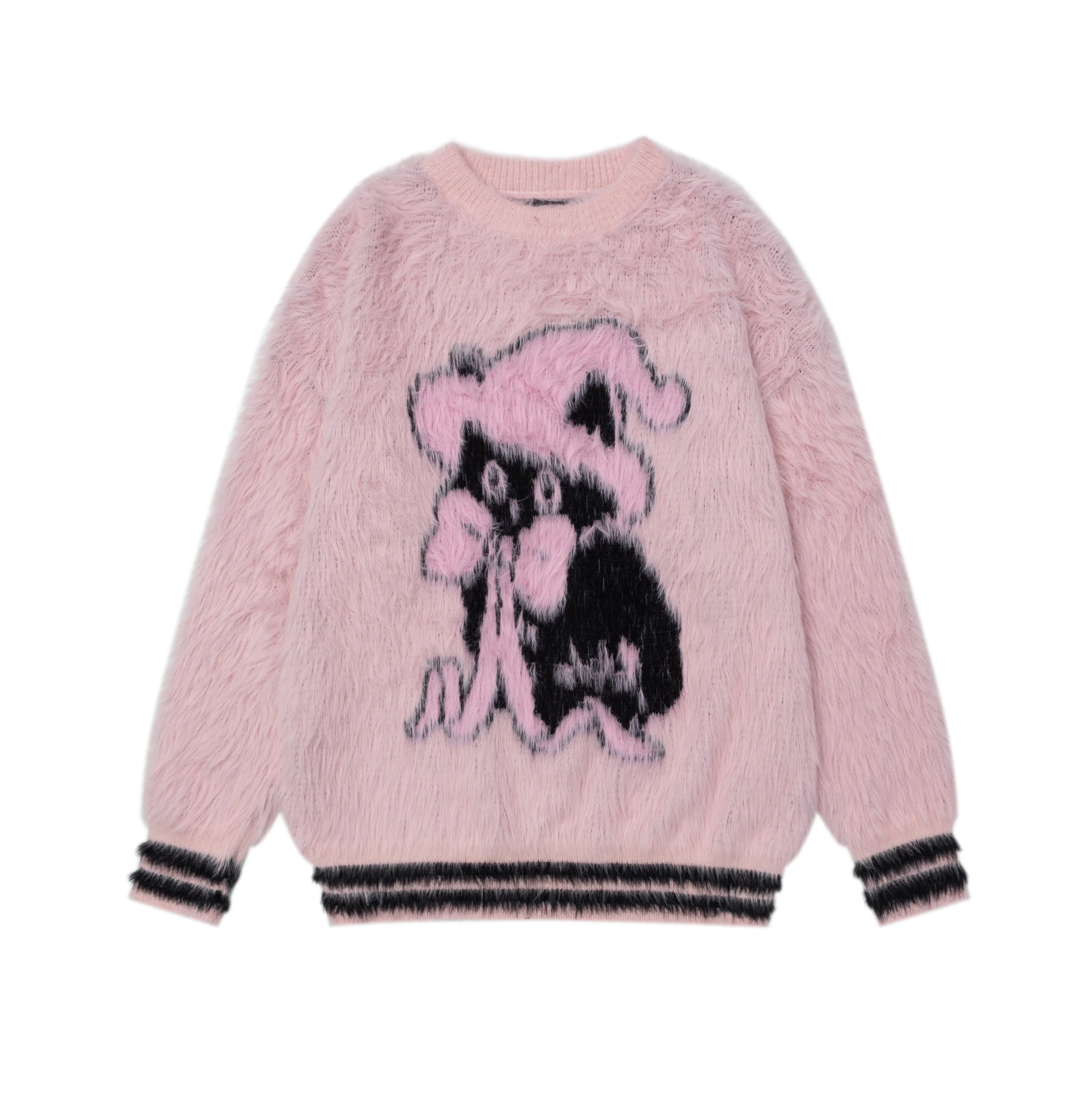 Faire Echo Fall Winter Pink Cat Mohair Sweater