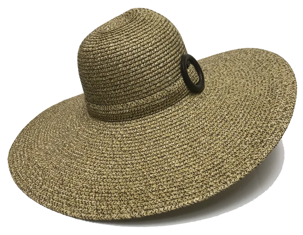 Fashion Hats Ladies Belted Band Hollywood Big Brim Natural Swinger, Brown