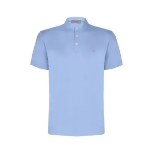 FERRANTE Button Front Short Sleeve Shirt LIGHT BLUE