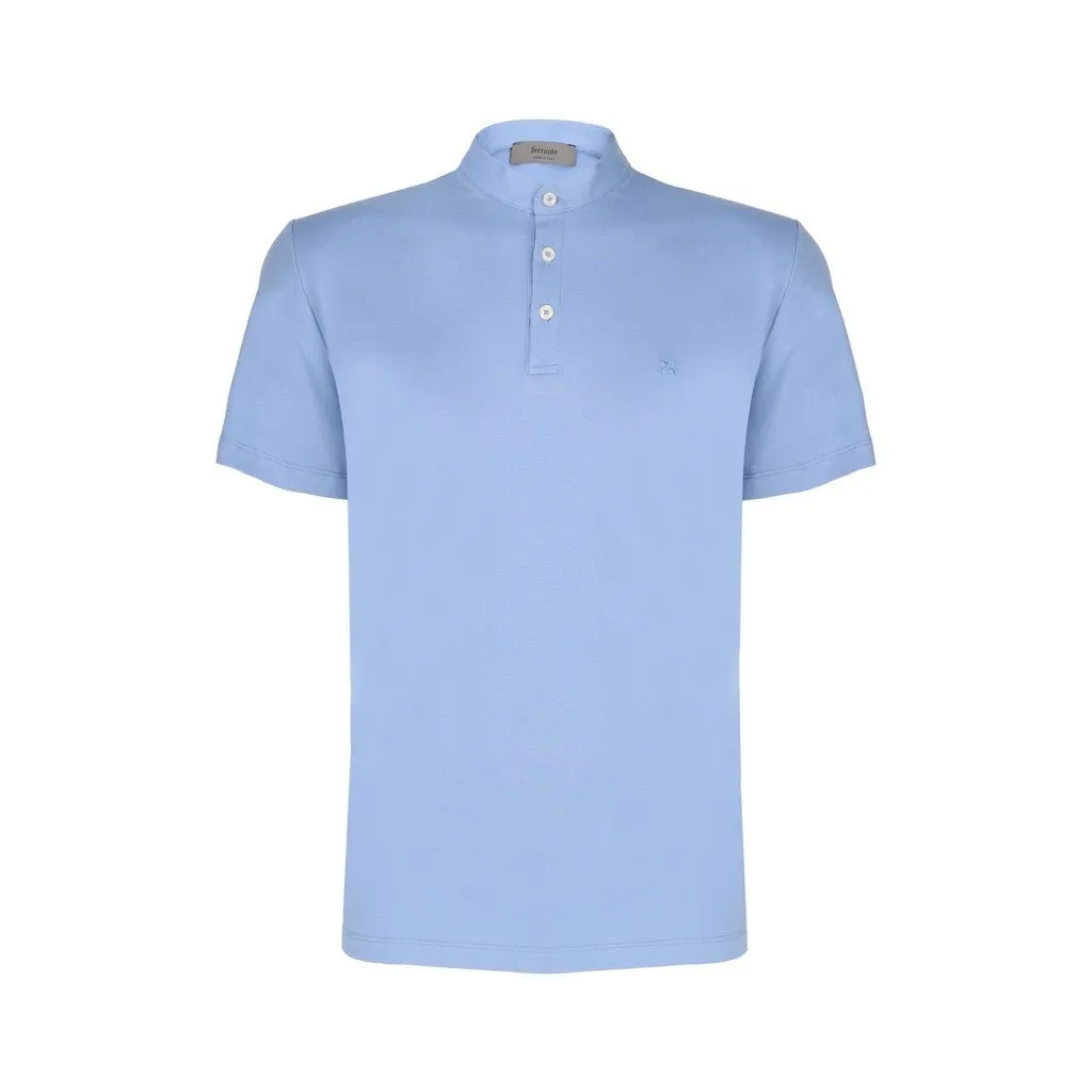 FERRANTE Button Front Short Sleeve Shirt LIGHT BLUE