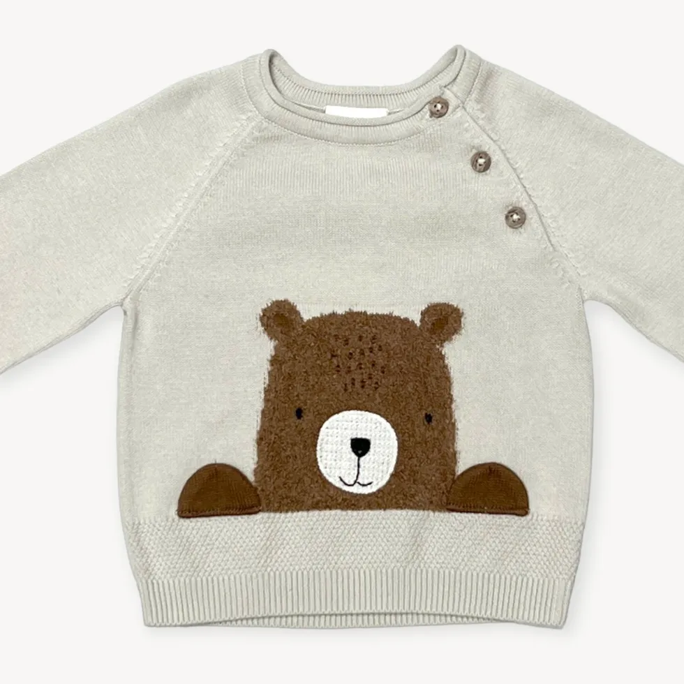 Furry Bear Knit Baby Pullover Sweater