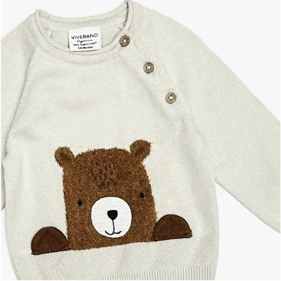 Furry Bear Knit Baby Pullover Sweater