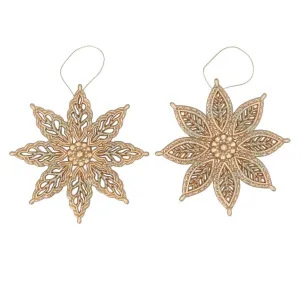 Gisela Graham Matt Gold Flower Hanging Decoration (Choice of 2)