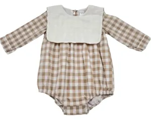 Hampton James Long Sleeve Khaki Gingham Bib Bubble