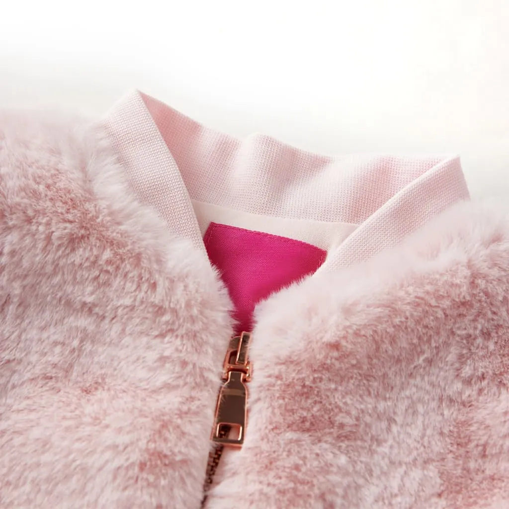 Kids' Soft Pink Faux Fur Jacket - Warm, Stylish & Comfortable for Ages 7-8 | Size 128