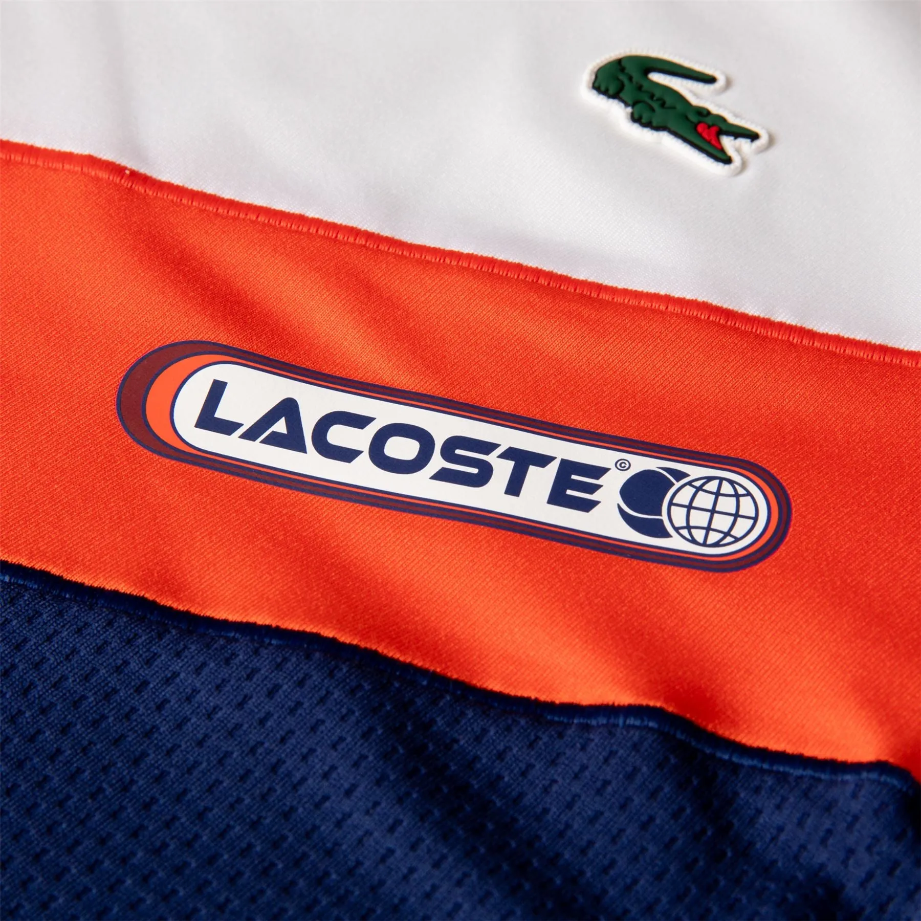 Lacoste Tennis x Daniil Medvedev Slim Fit Seamless Polo White/Orange/Bordeaux/Navy Blue - AW23