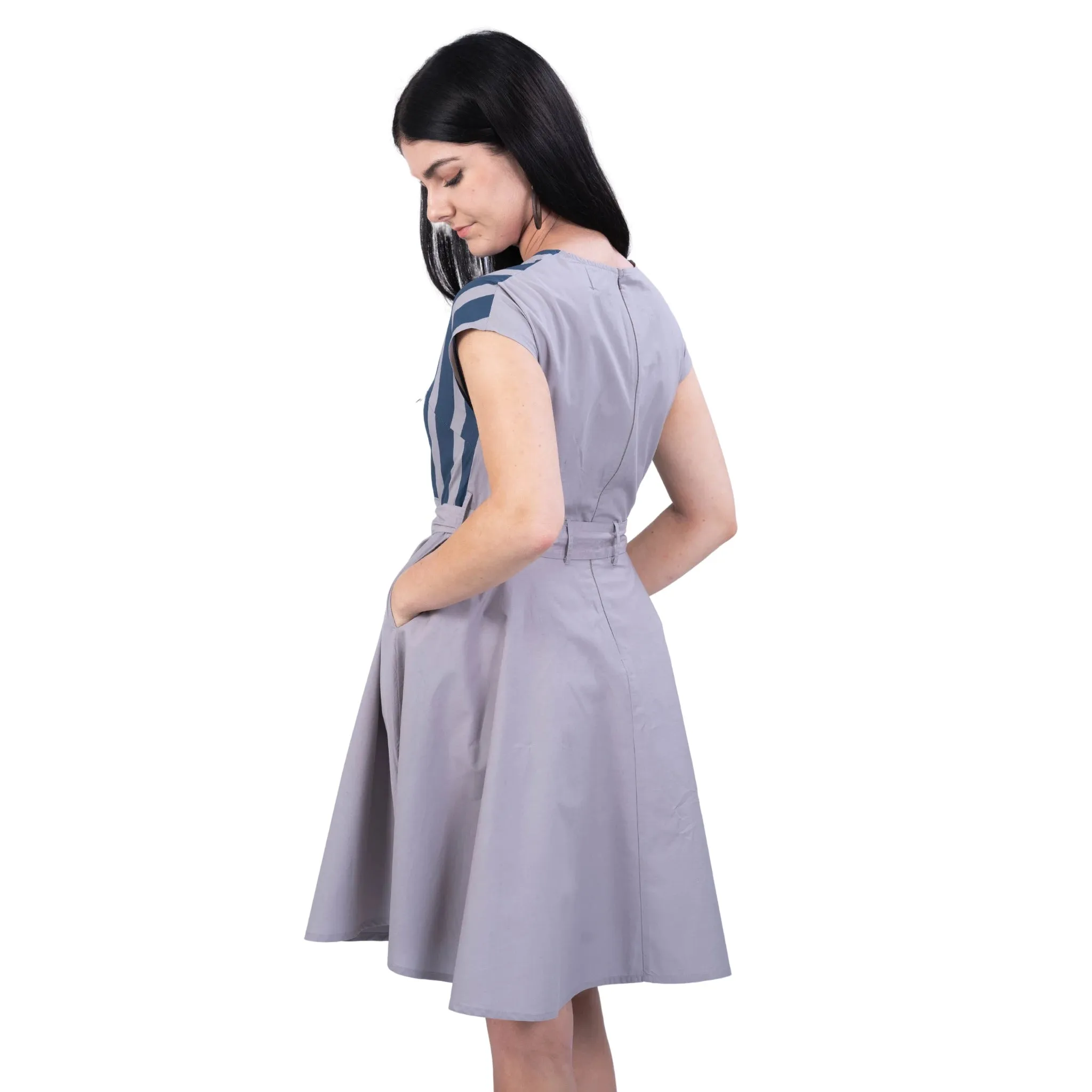 Limited Edition Denim and Opel Striped Midi Dress