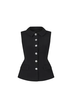 Luxe Peplum Button Poly Silk Vest