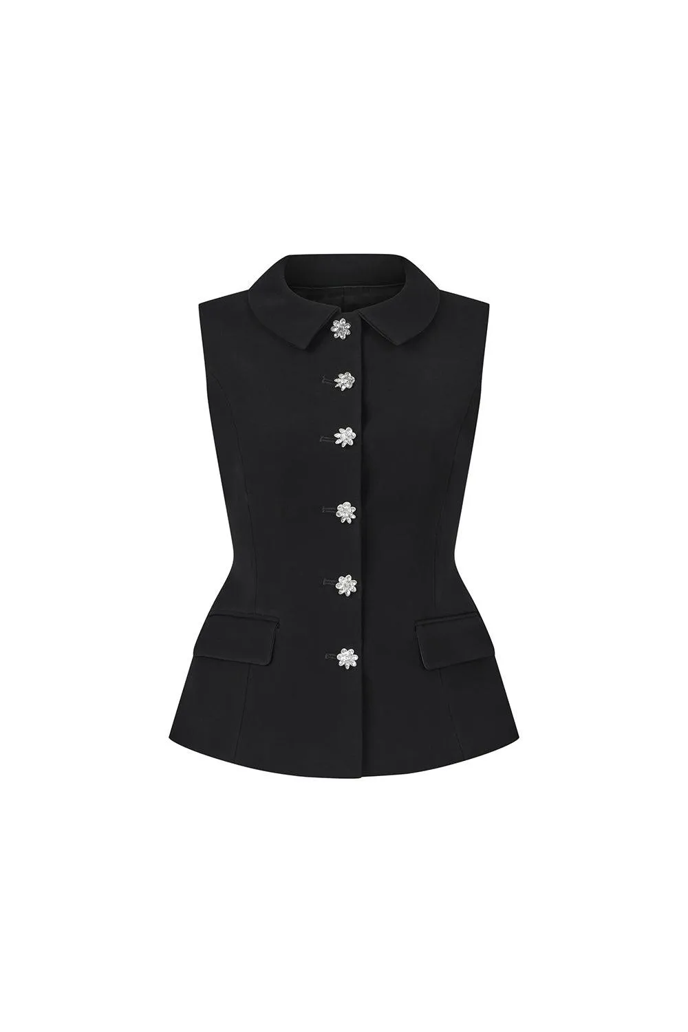 Luxe Peplum Button Poly Silk Vest