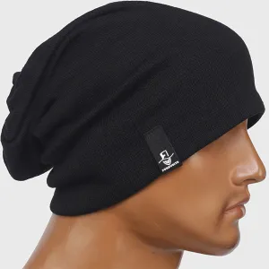 Men Jersey Soild Color Slouchy Beanie Hat N010