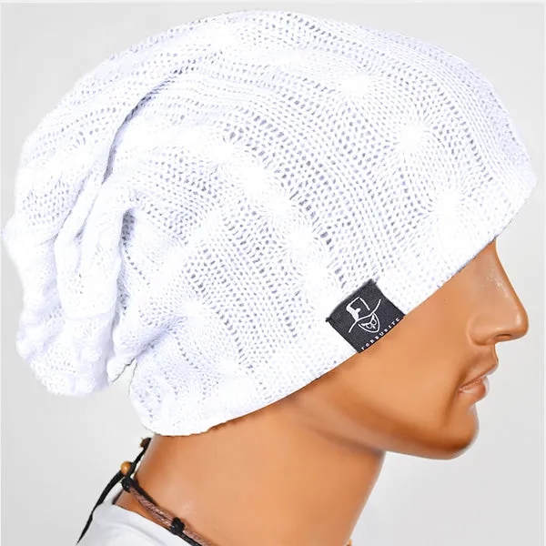 Mens Cable Knit Beanie Slouchy Hats B5006