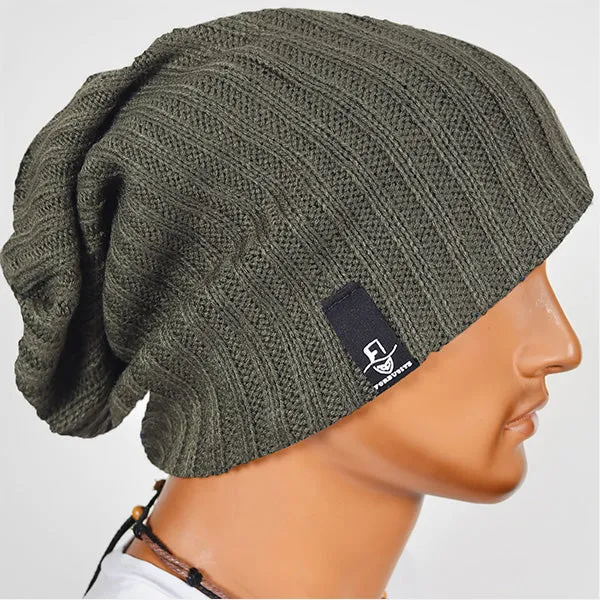 Mens Knit Slouchy Beanie Hats for Winter Summer B309