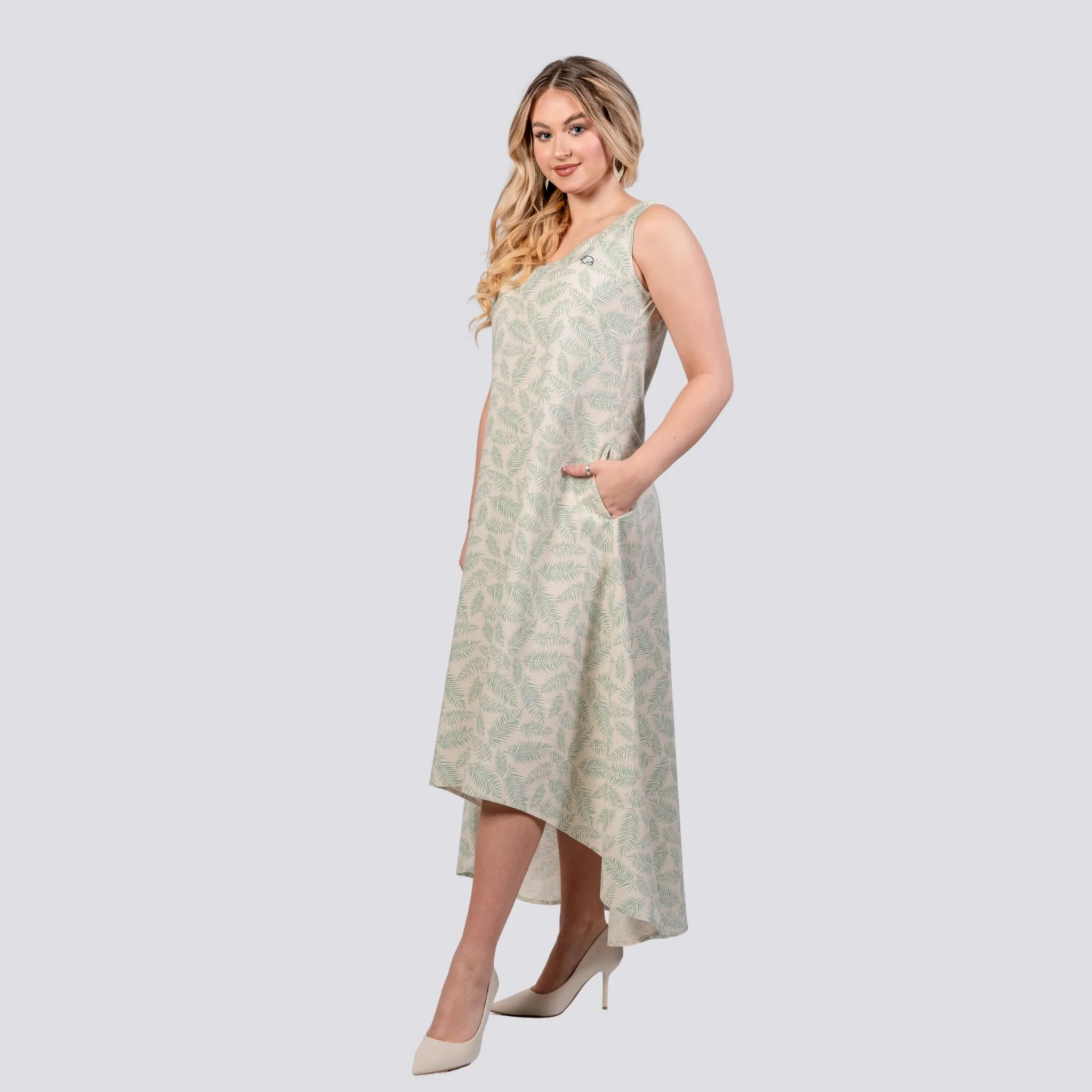 Mystic Breeze High Low Linen Cotton Dress | Sustainable Women's Dress