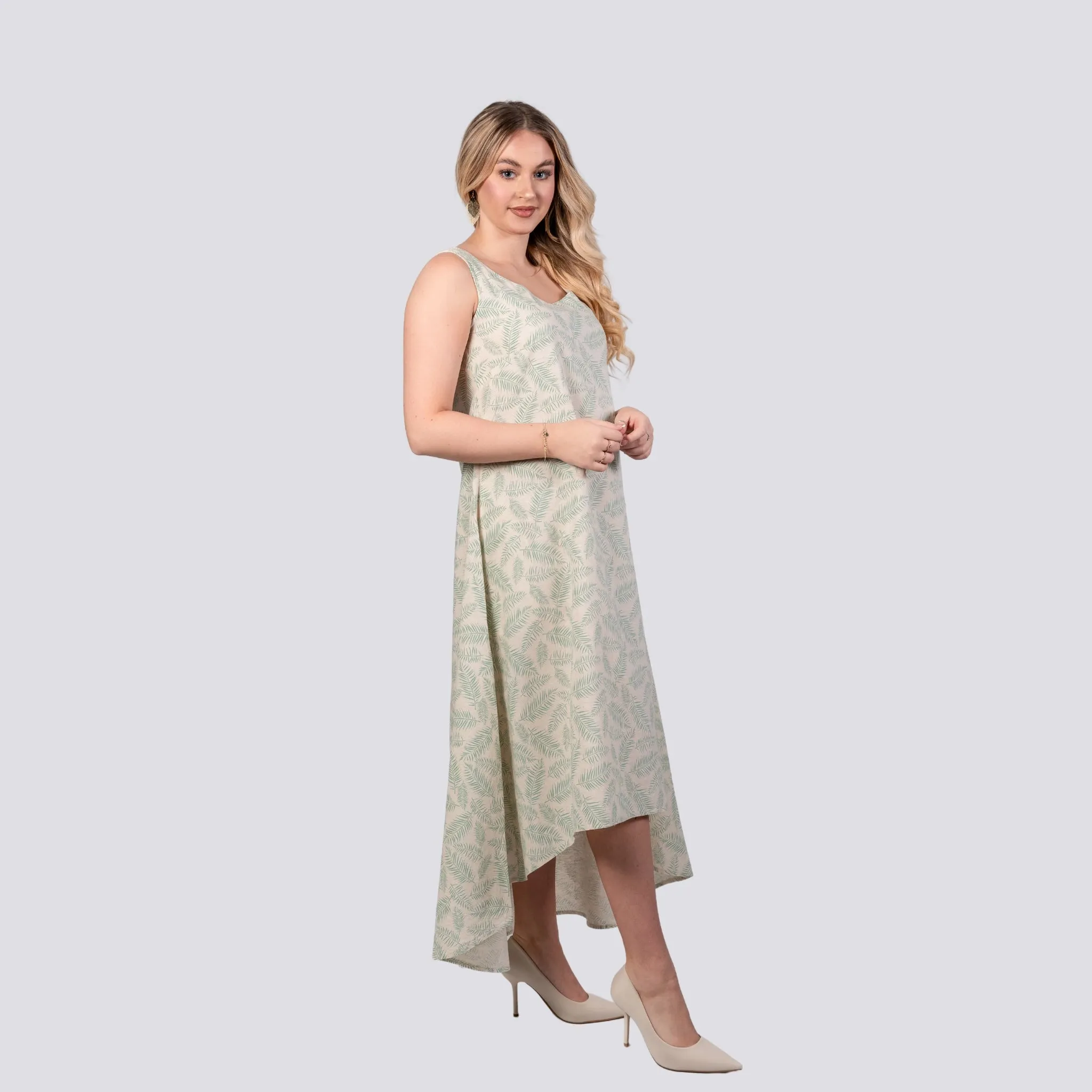 Mystic Breeze High Low Linen Cotton Dress | Sustainable Women's Dress