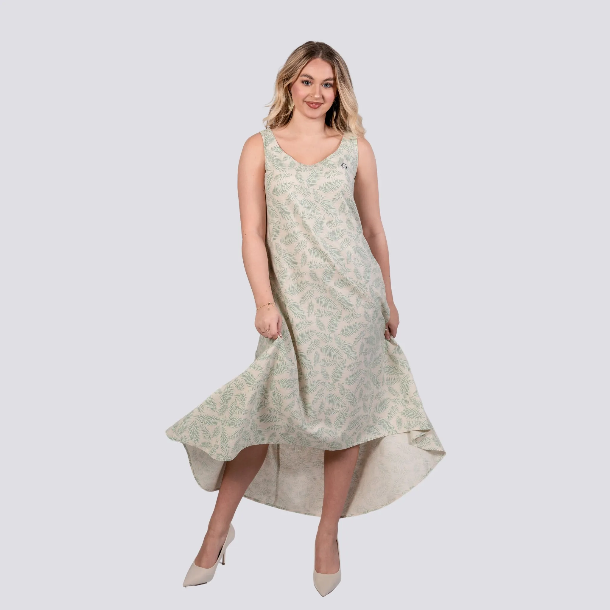 Mystic Breeze High Low Linen Cotton Dress | Sustainable Women's Dress