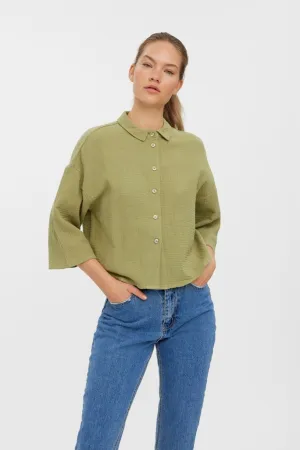 Natali 3/4 Crop Shirt - Sage