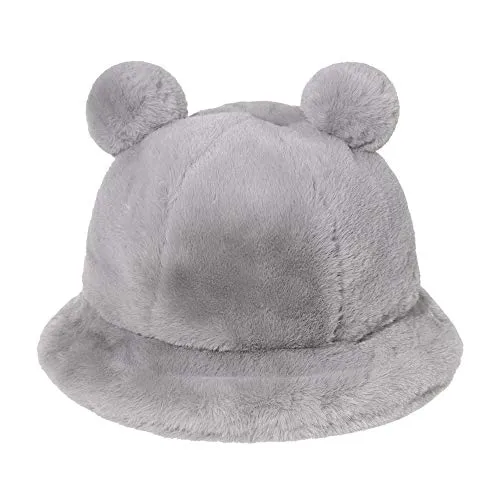 NEWBLOM Bear Plush Hat Autumn Winter Fisherman Hat Lovely Soft Warm Plush Basin Cap