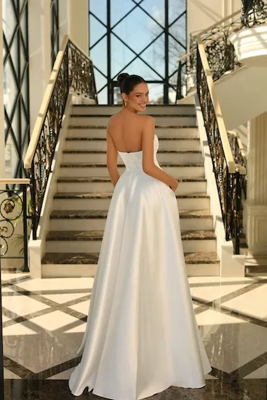 NICOLETTA DRAPED BODICE GOWN... Satin mikado