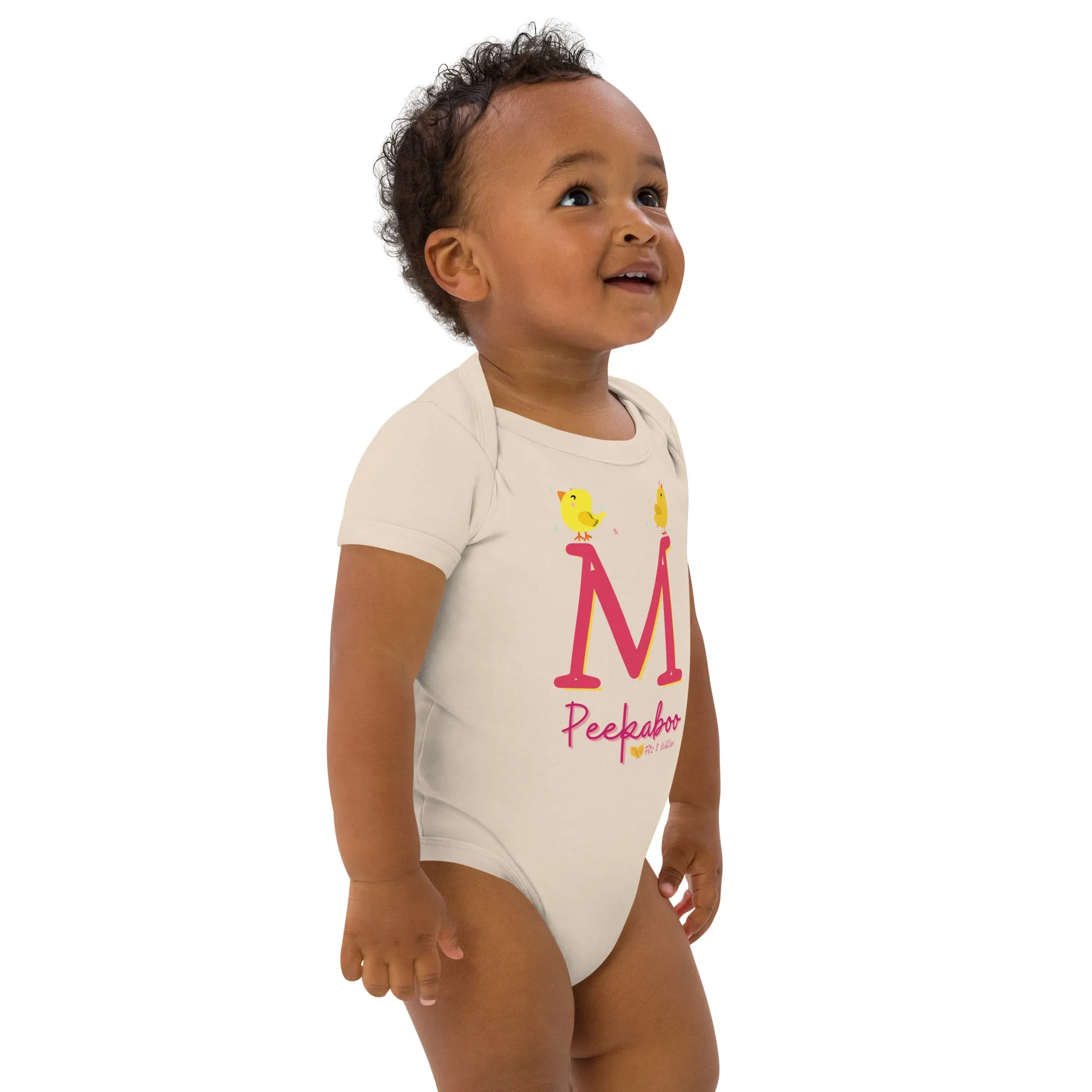 Organic cotton baby bodysuit, Letter M - Fitz & Willow