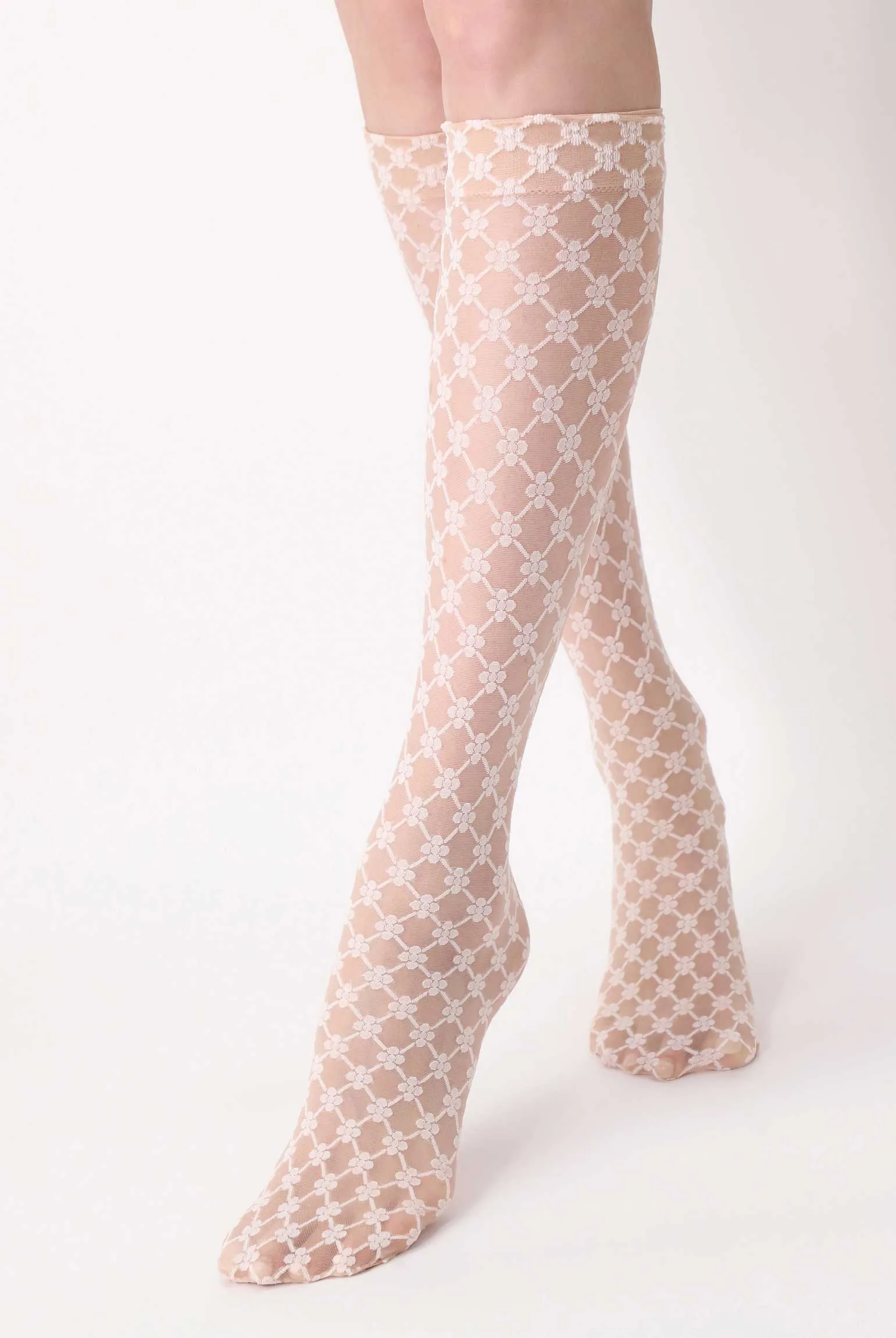 Oroblu Stylish Flower Pattern Sheer Knee High Socks