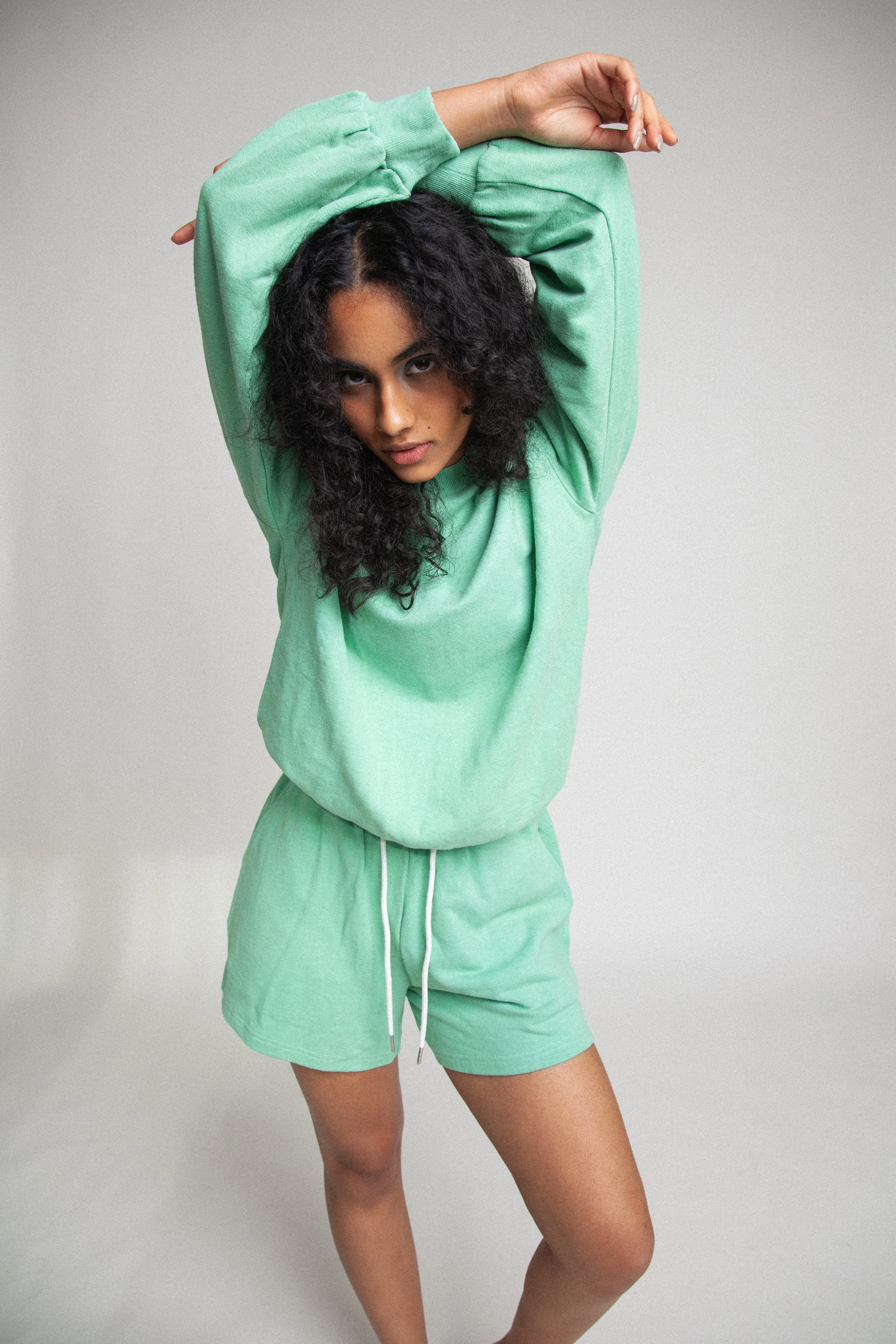 Oversized Organic Sweatshirt Top - Neptune Green