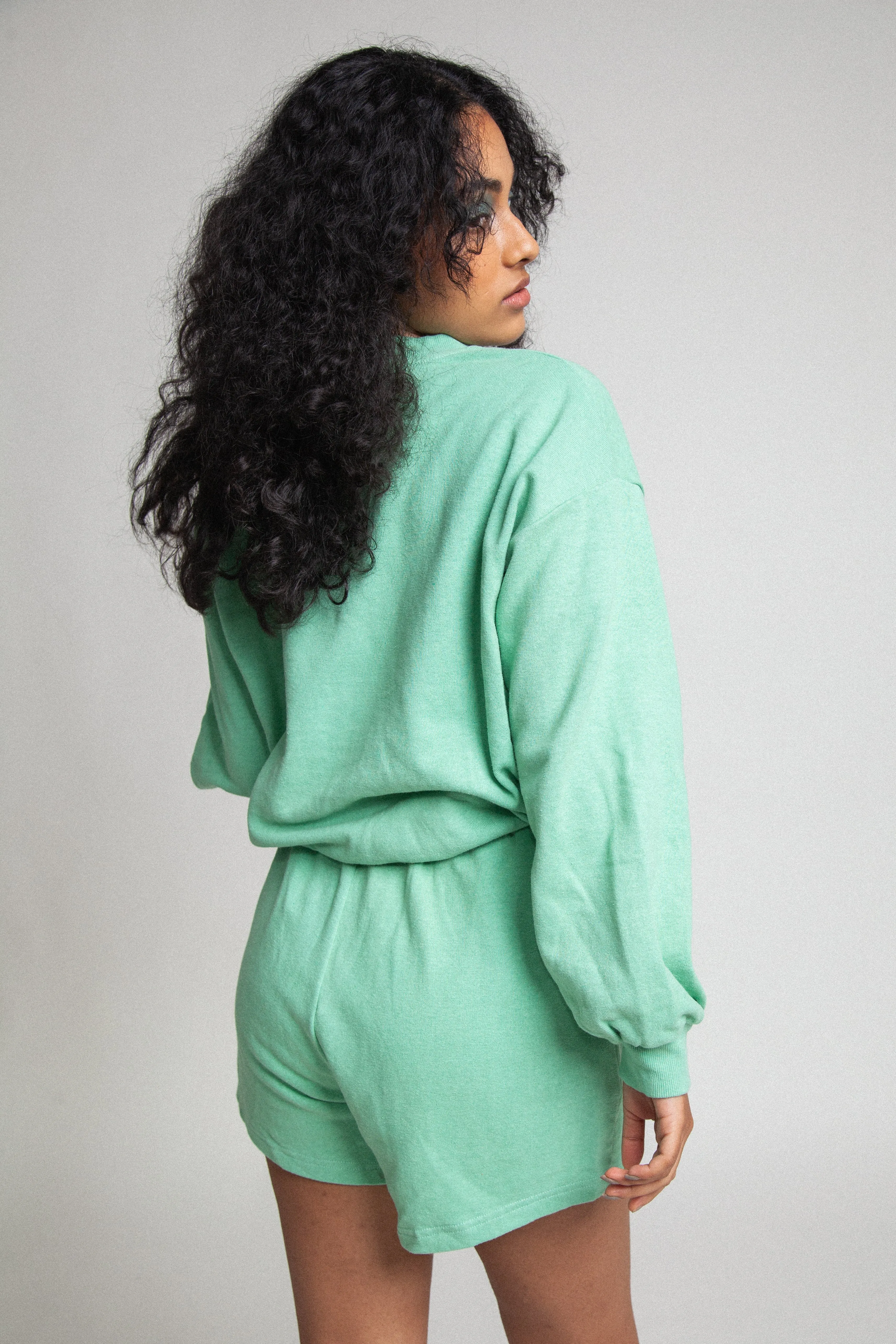 Oversized Organic Sweatshirt Top - Neptune Green